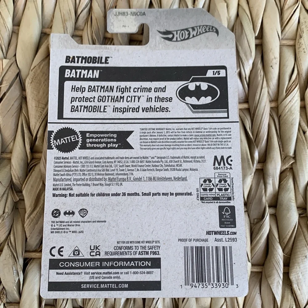 Batmobile Hot Wheels Car DC Batman Bat Man Mobile Hotwheels Mattel Toy New 2026